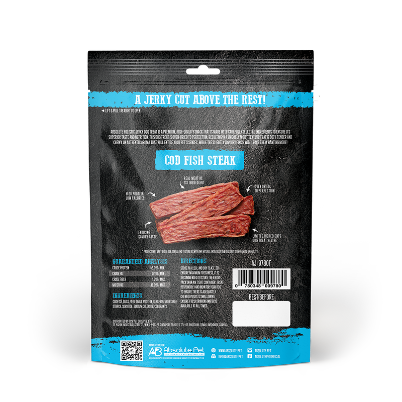 Absolute Holistic Dog Treats Codfish Jerky Steak 100g