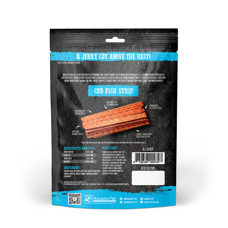 Absolute Holistic Dog Treats Codfish Jerky Strip 100g