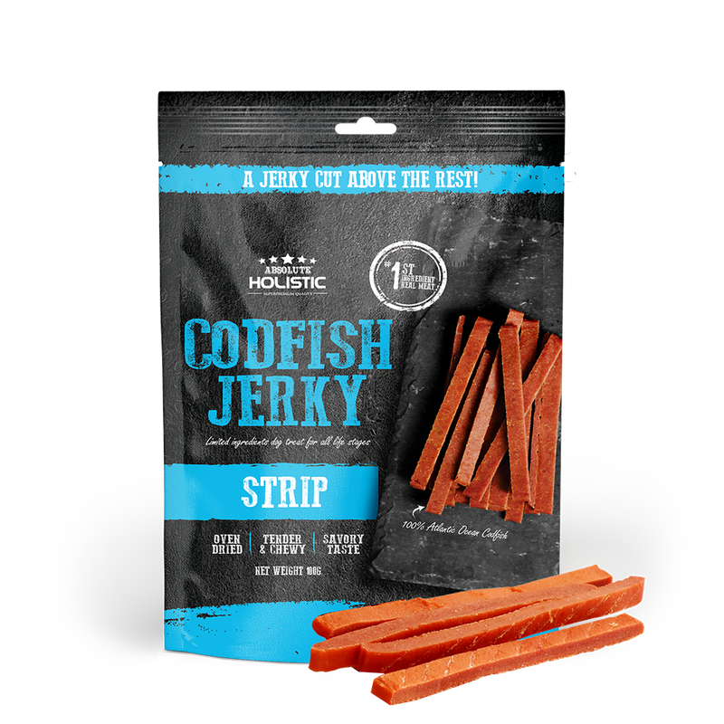 Absolute Holistic Dog Treats Codfish Jerky Strip 100g