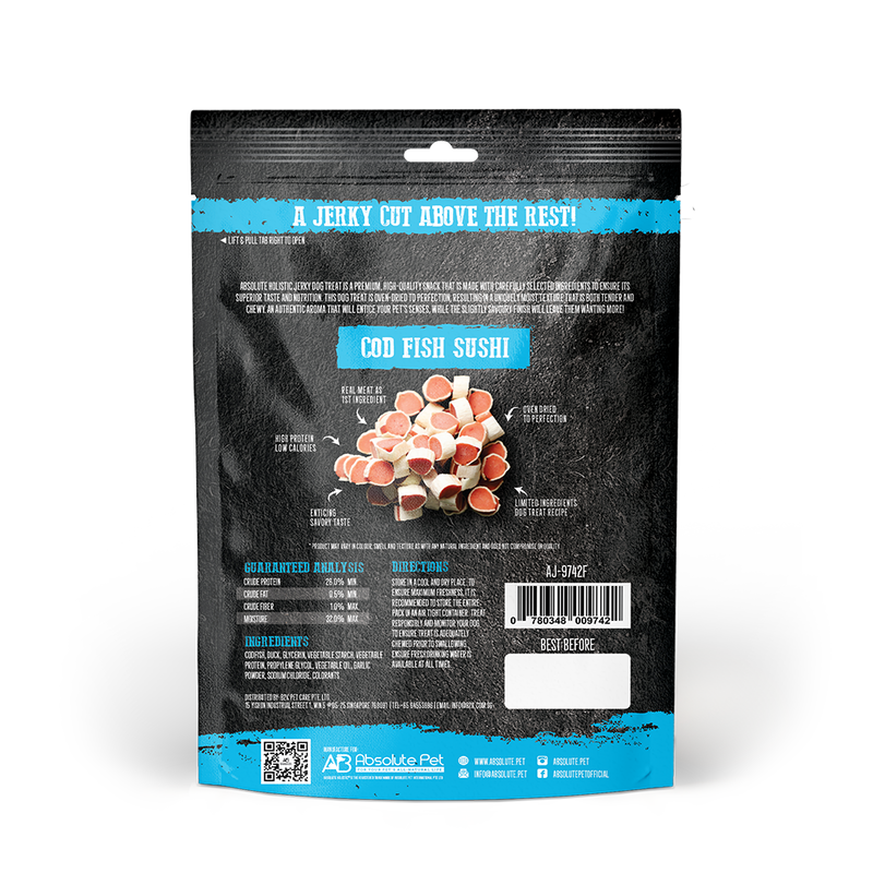 Absolute Holistic Dog Treats Codfish Jerky Sushi 100g
