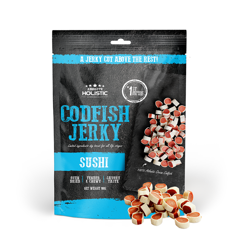 Absolute Holistic Dog Treats Codfish Jerky Sushi 100g