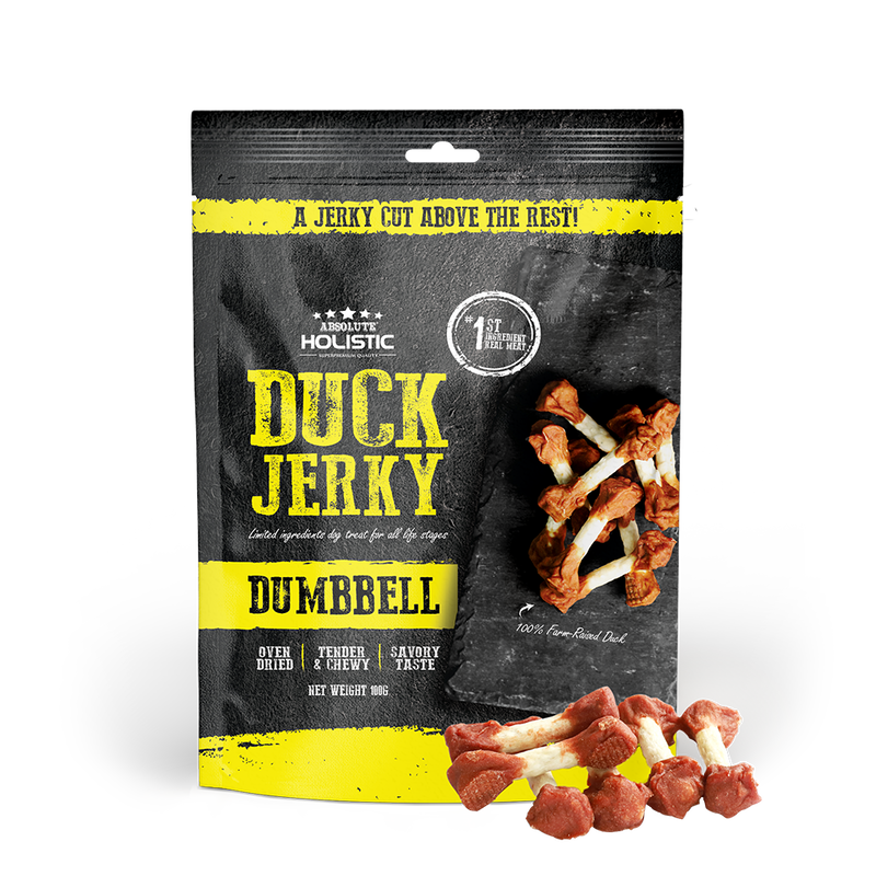 Absolute Holistic Dog Treats Duck Jerky Dumbbell 100g