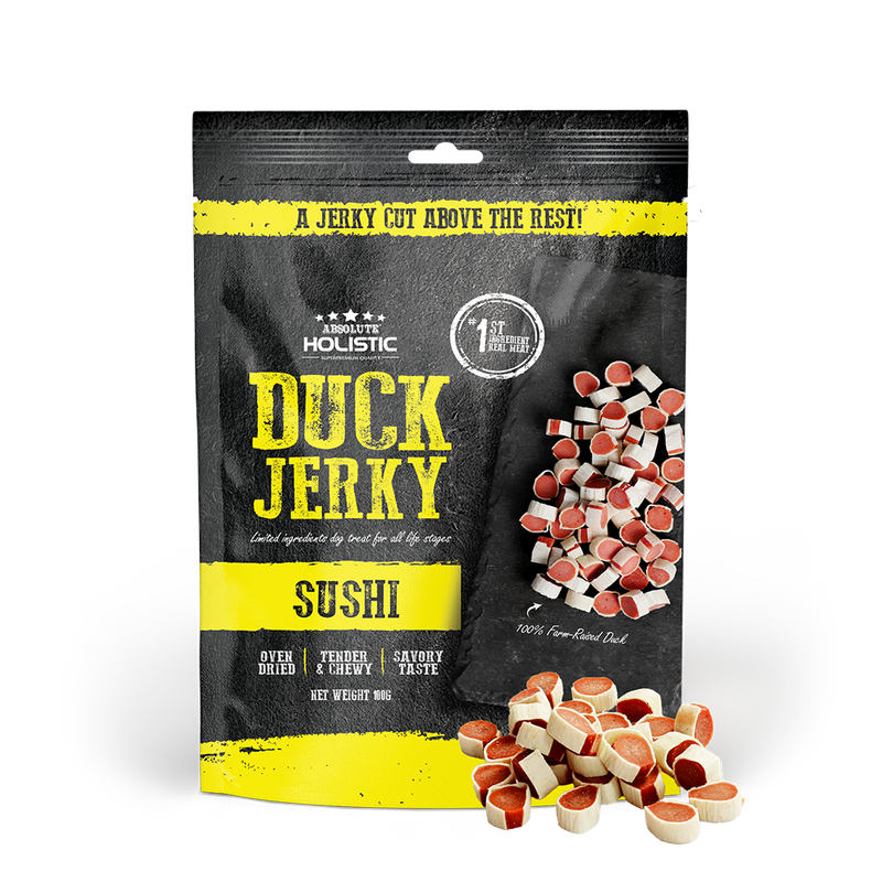 Absolute Holistic Dog Treats Duck Jerky Sushi 100g