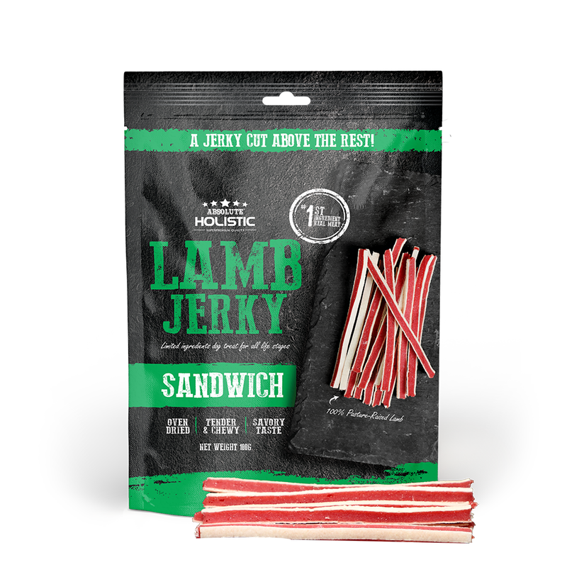 Absolute Holistic Dog Treats Lamb Jerky Sandwich 100g