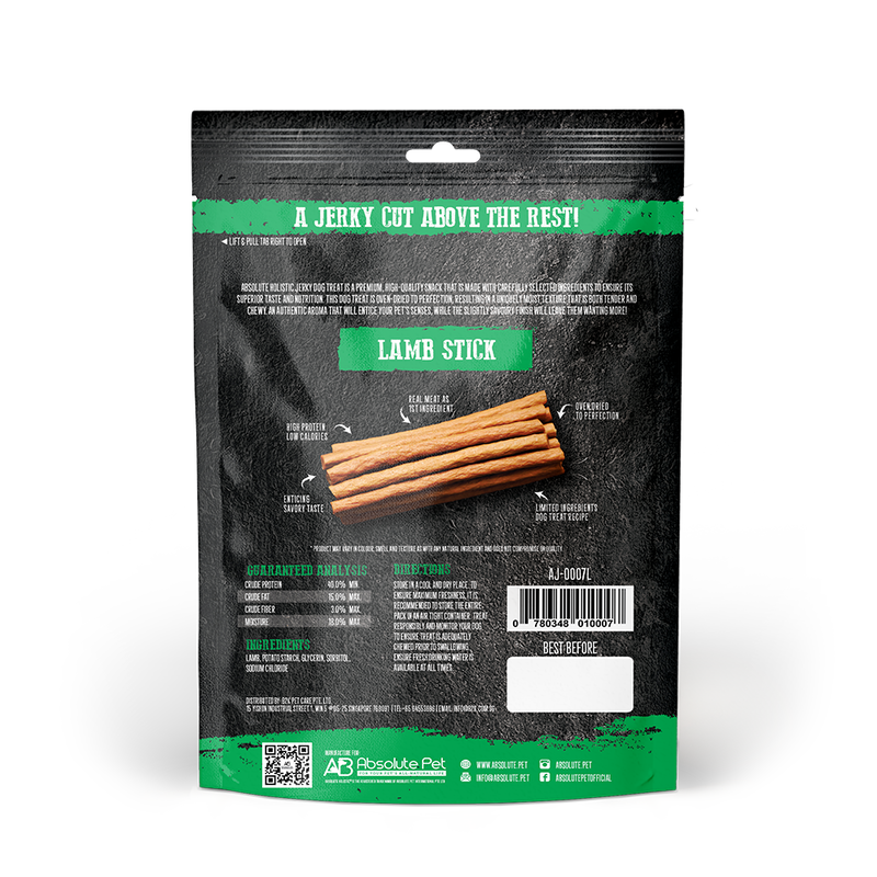 Absolute Holistic Dog Treats Lamb Jerky Stick 100g