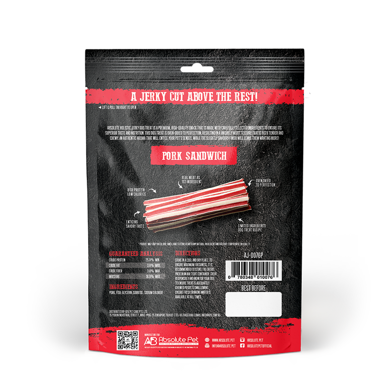 Absolute Holistic Dog Treats Pork Jerky Sandwich 100g