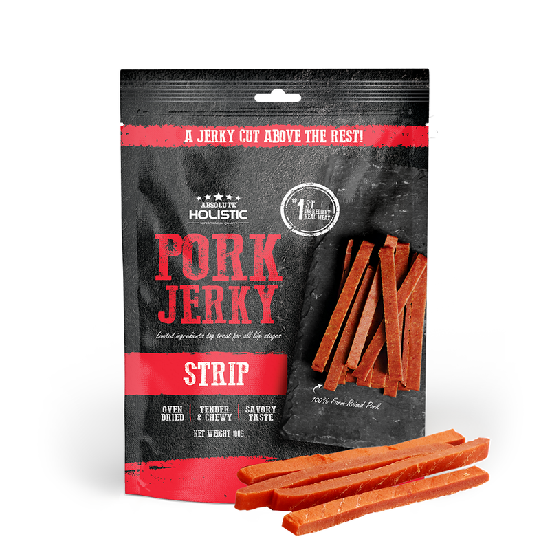 Absolute Holistic Dog Treats Pork Jerky Strip 100g
