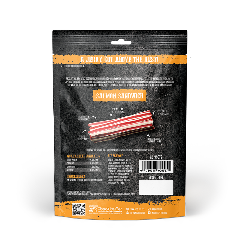 Absolute Holistic Dog Treats Salmon Jerky Sandwich 100g
