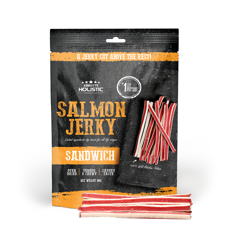 Absolute Holistic Dog Treats Salmon Jerky Sandwich 100g