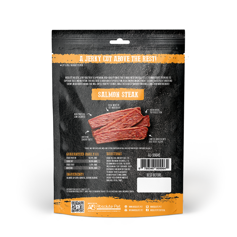 Absolute Holistic Dog Treats Salmon Jerky Steak 100g