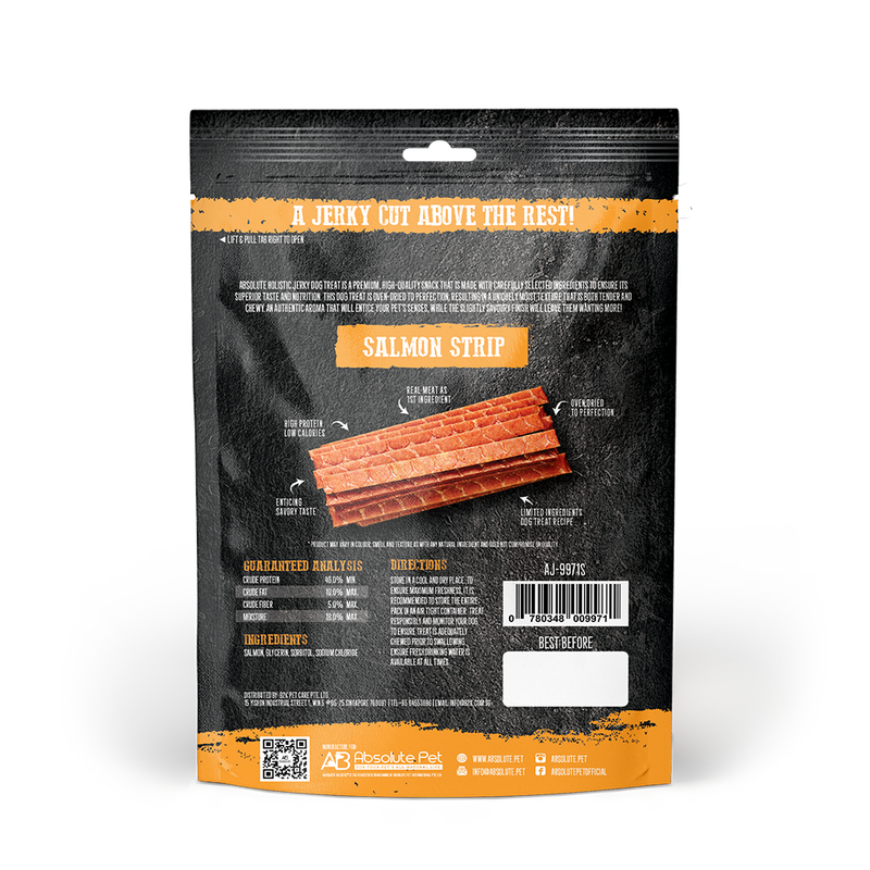 Absolute Holistic Dog Treats Salmon Jerky Strip 100g