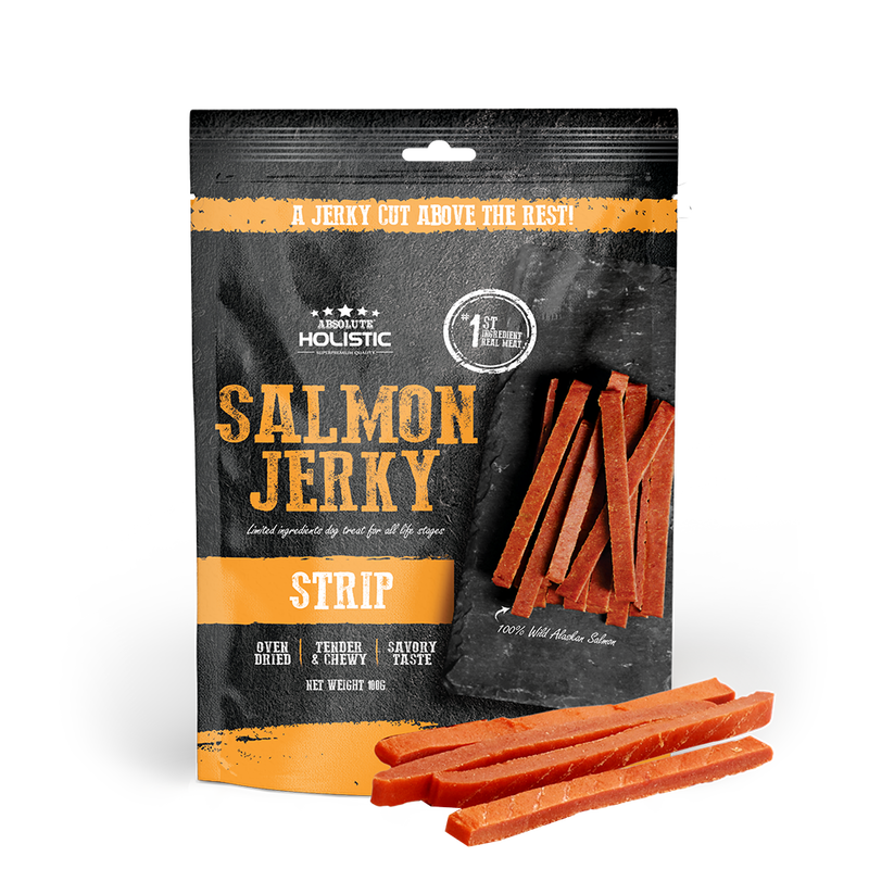 Absolute Holistic Dog Treats Salmon Jerky Strip 100g