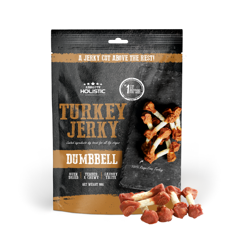 Absolute Holistic Dog Treats Turkey Jerky Dumbbell 100g