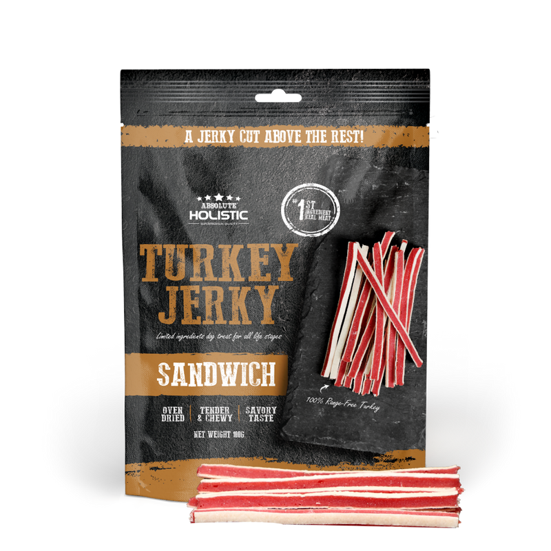 Absolute Holistic Dog Treats Turkey Jerky Sandwich 100g