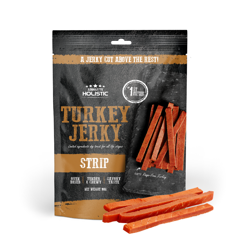 Absolute Holistic Dog Treats Turkey Jerky Strip 100g
