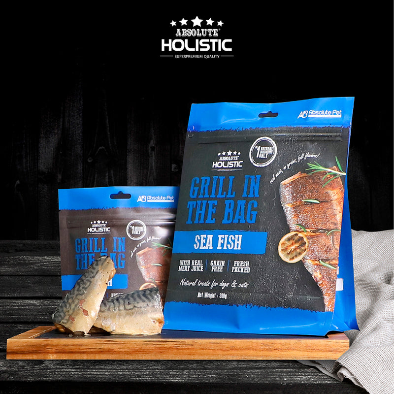 Absolute Holistic Dog & Cat Grill In The Bag Natural Treats Sea Fish 300g
