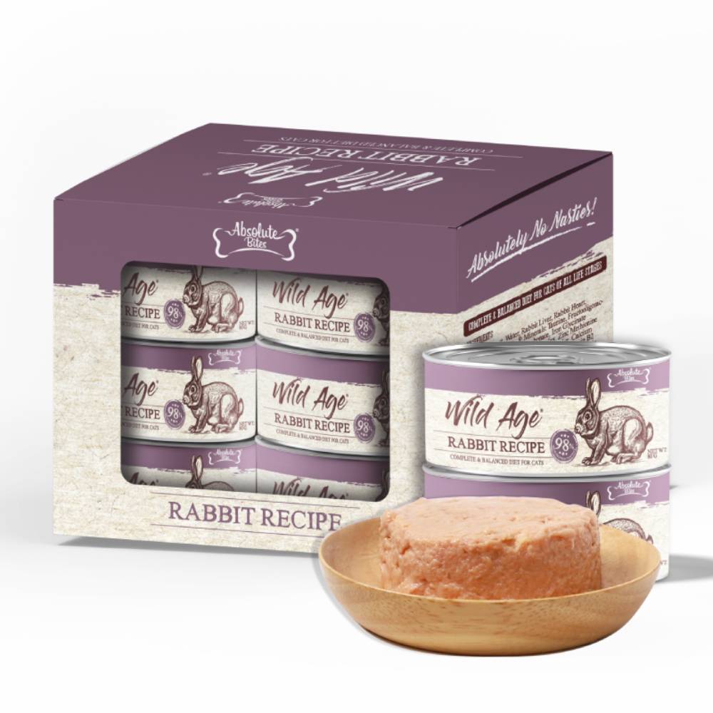Absolute Bites Wild Age Cats Complete & Balanced Diet Rabbit Recipe (6