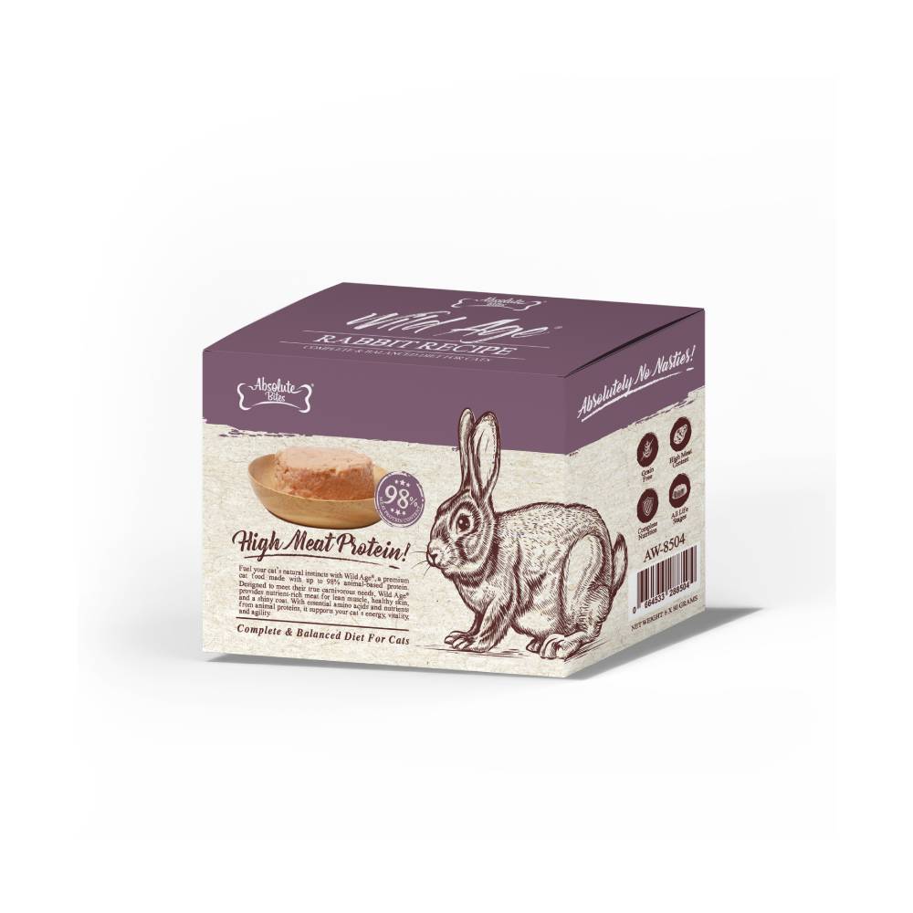 Absolute Bites Wild Age Cats Complete & Balanced Diet Rabbit Recipe (6