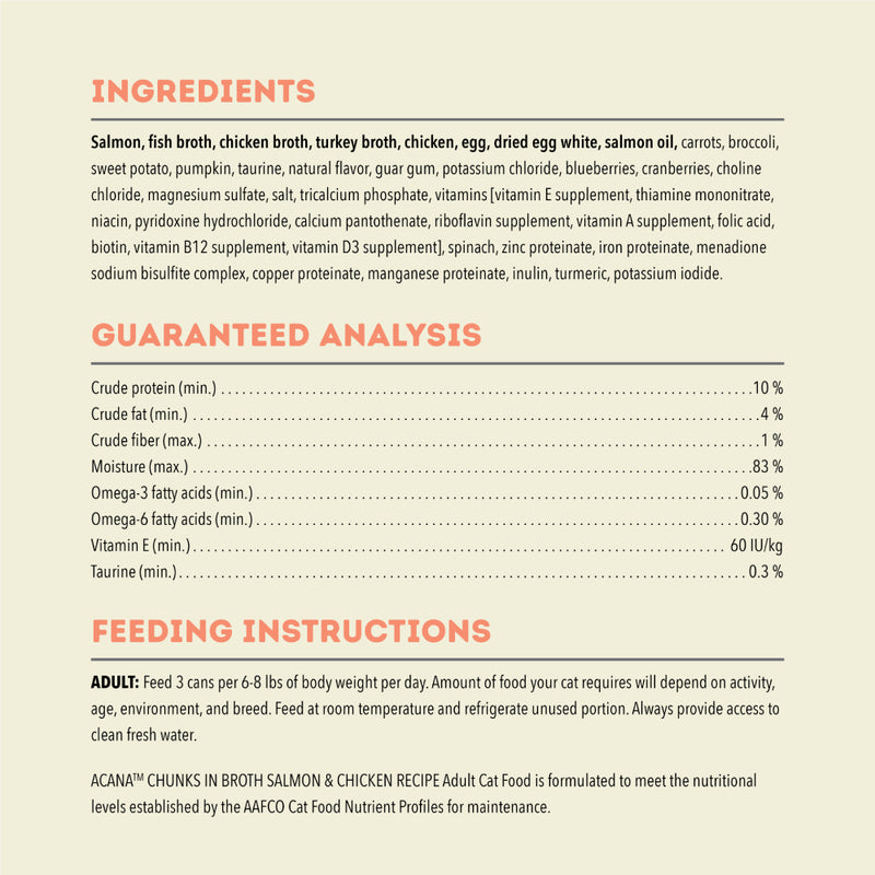 Acana Cat Chunks In Broth Salmon & Chicken Recipe 85g