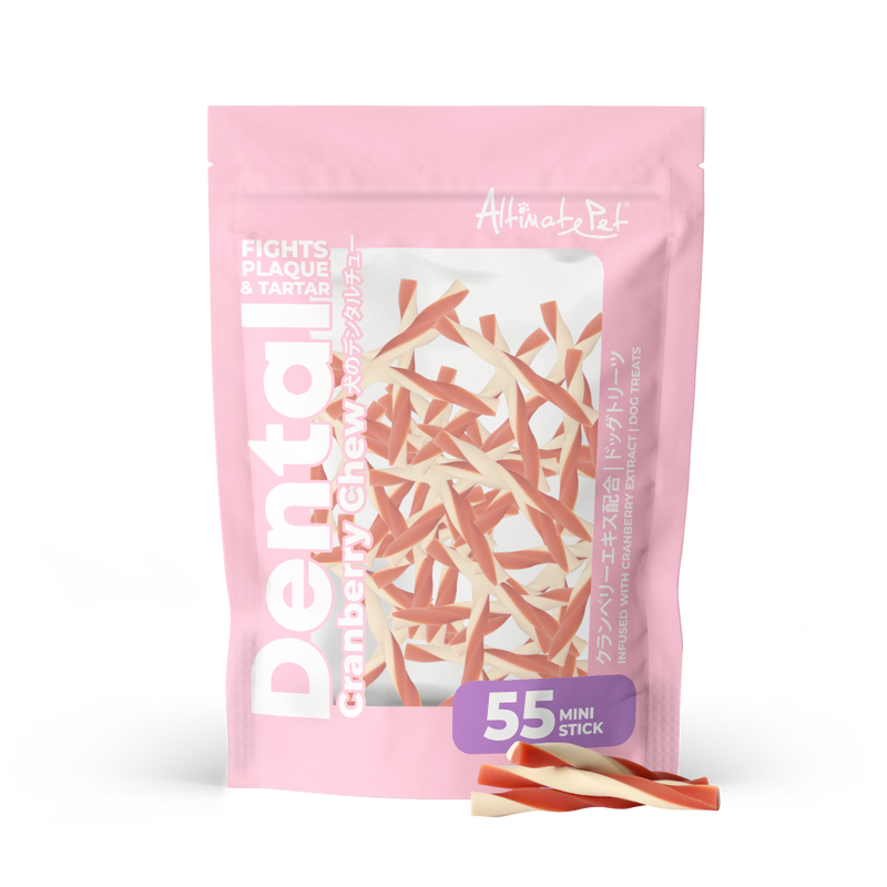 Altimate Pet Dog Dental Chews Infused with Cranberry Extract - Mini Stick 55pcs