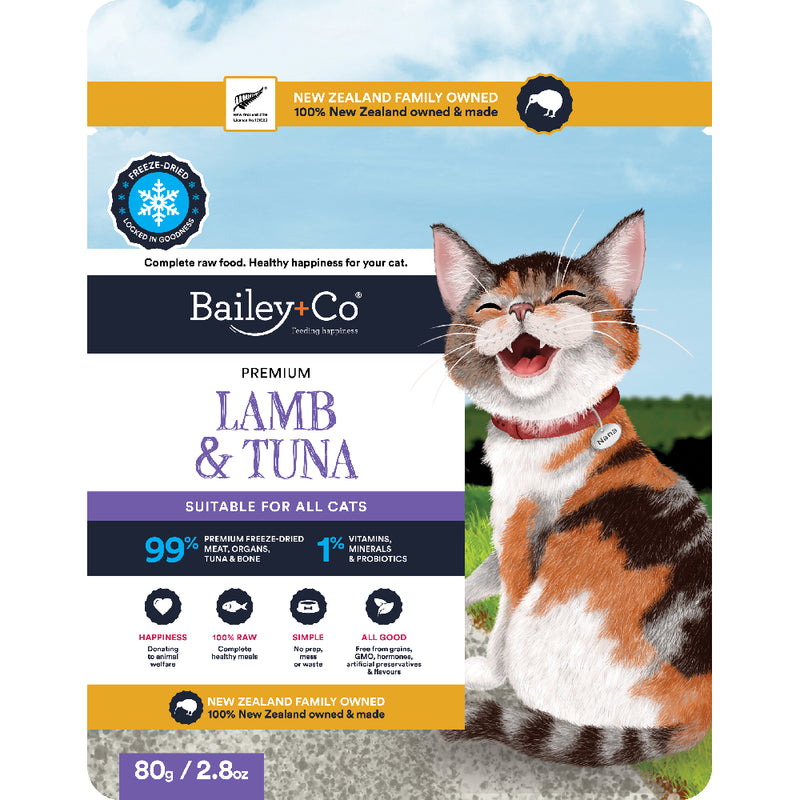 Bailey+Co Cat Freeze Dried Lamb and Tuna Treat 80g