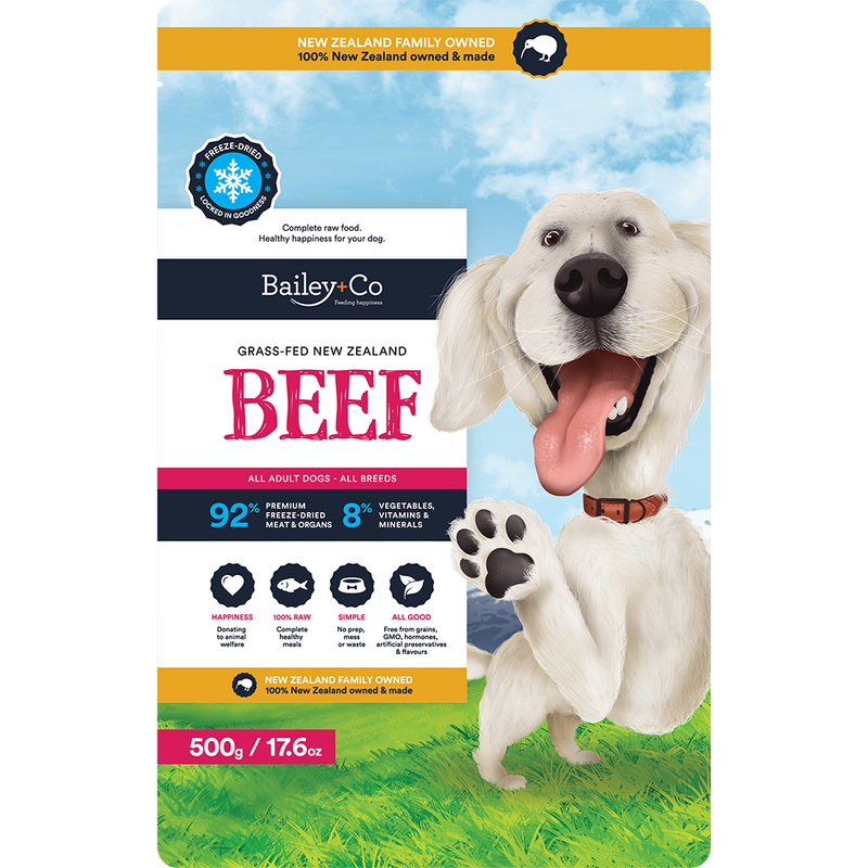 Bailey+Co Dog Freeze-Dried Grass-Fed New Zealand Beef 500g