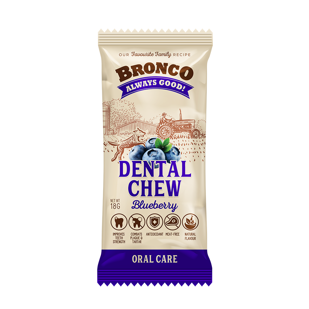 Bronco Dog Dental Chew Bluberry 18g