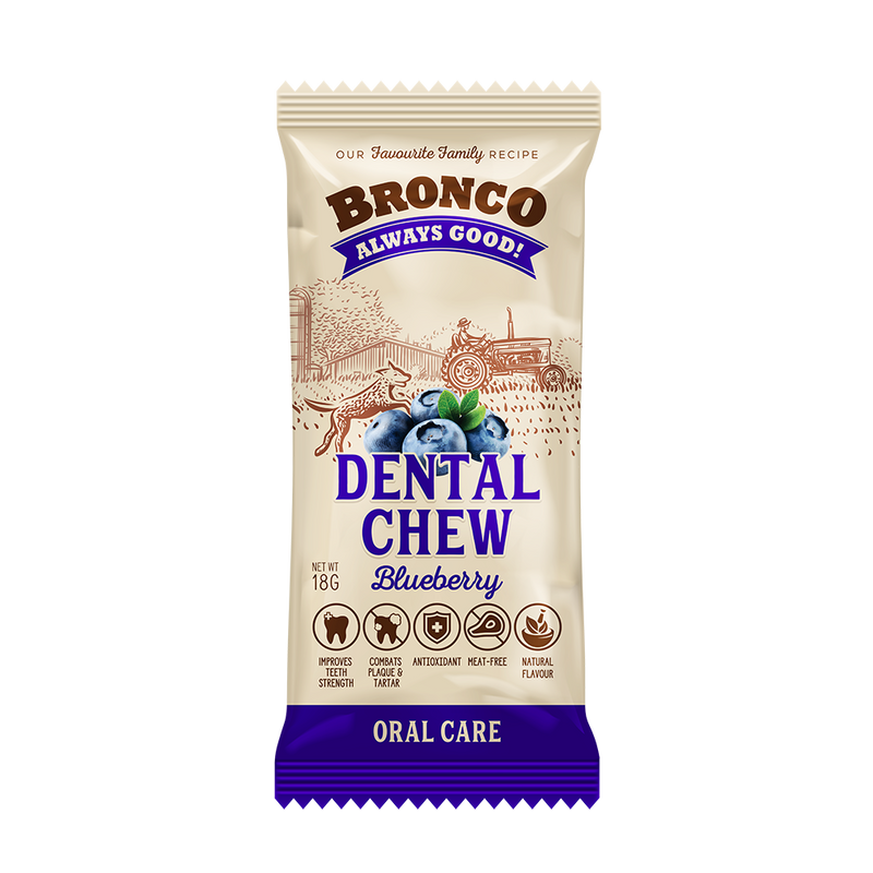Bronco Dog Dental Chew Bluberry 18g