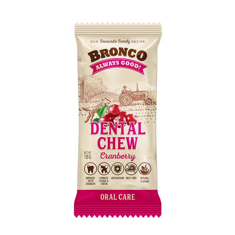 Bronco Dog Dental Chew Cranberry 18g