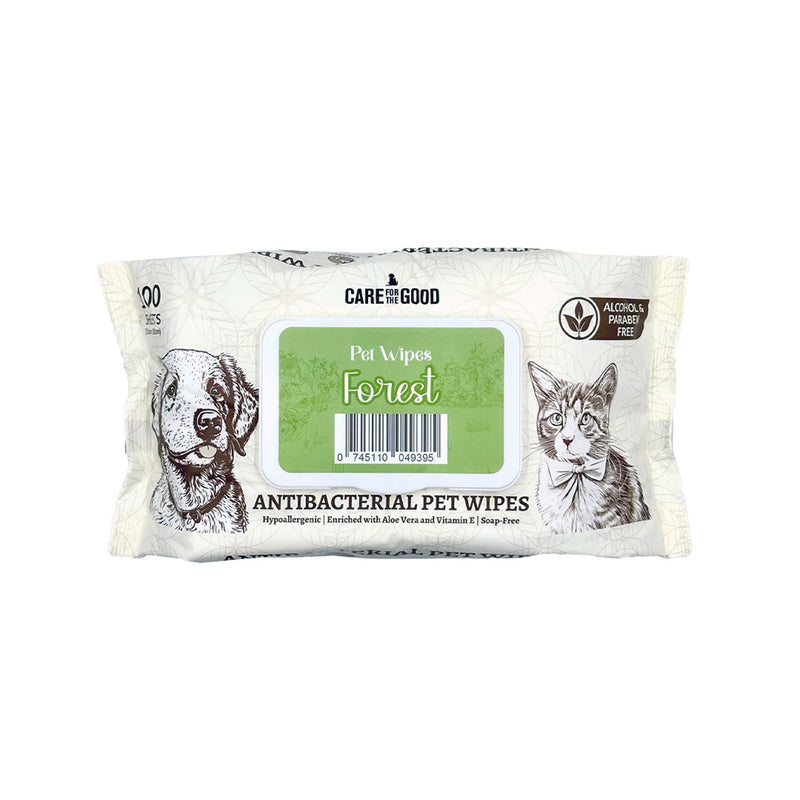 Care For The Good AntiBacterial Pet Wipes Forest 15cm x 20cm - 100 Sheets