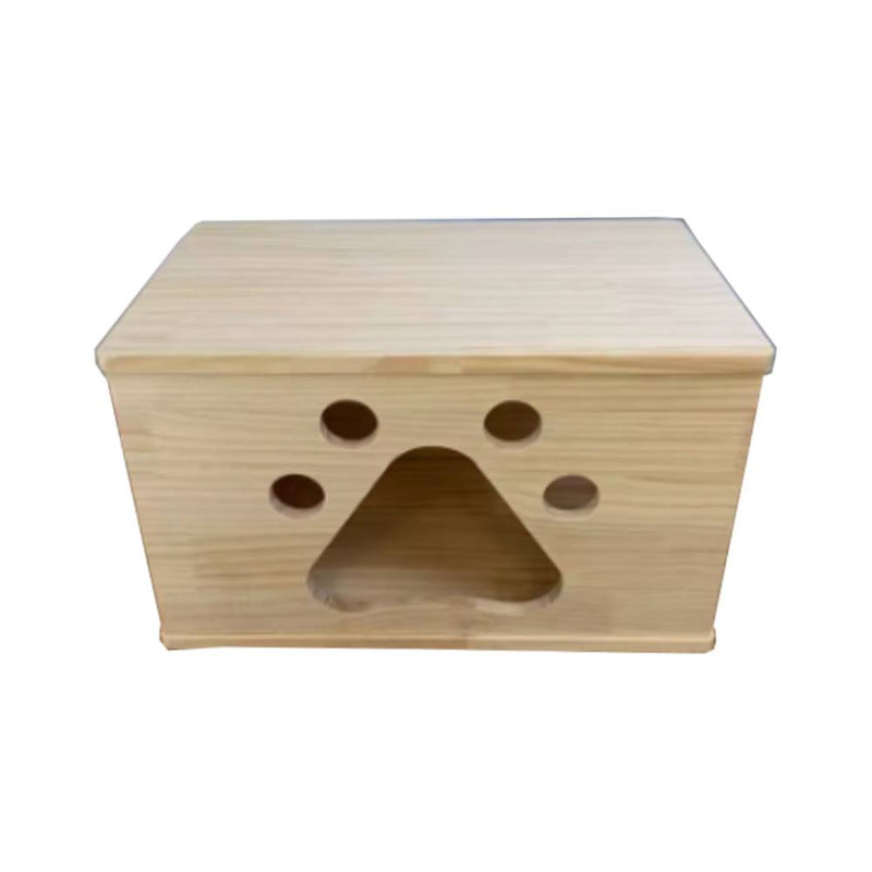 CatMC Solid Wood Pet House - Paw Print M (L50cm x B30cm x H30cm)