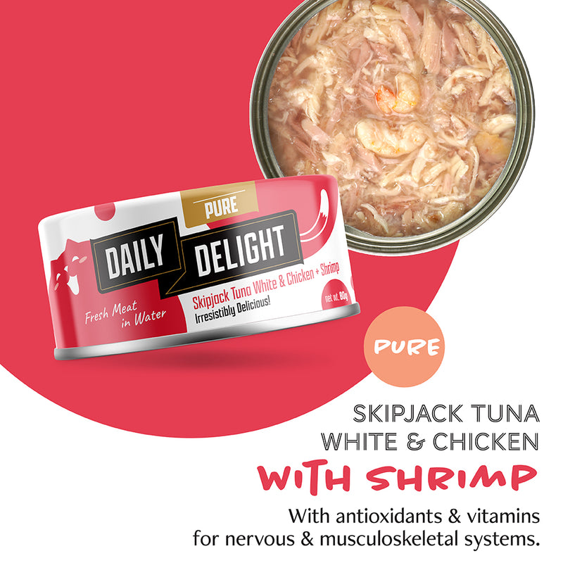 Daily Delight Cat Pure Skipjack Tuna White & Chicken with Shrimp 80g (DD45)