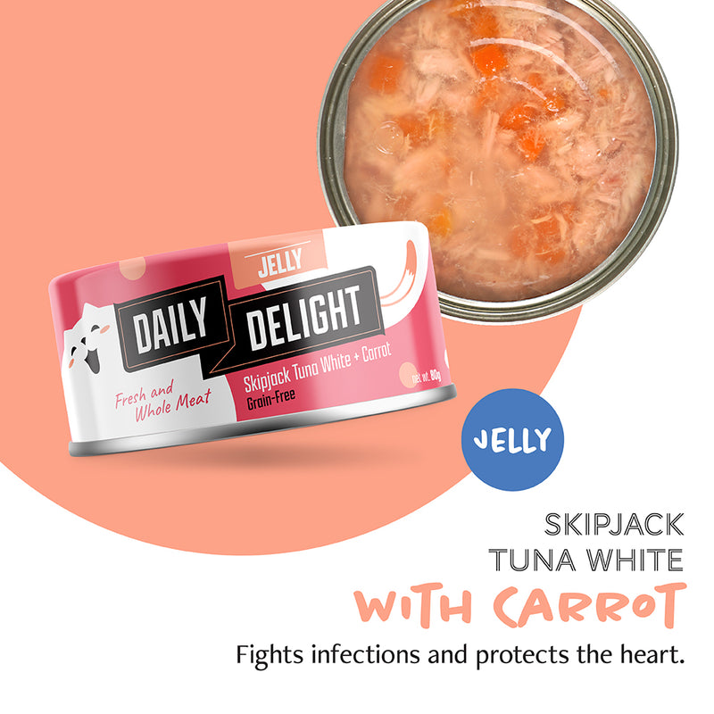 Daily Delight Cat Skipjack Tuna White with Carrot in Jelly 80g (DD51)