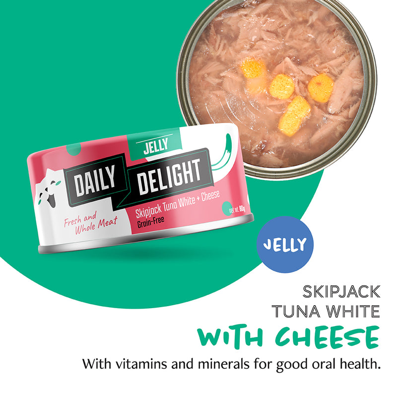 Daily Delight Cat Skipjack Tuna White with Cheese in Jelly 80g (DD52)