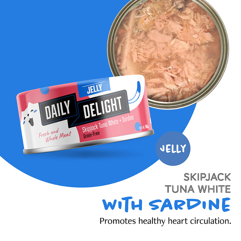 Daily Delight Cat Skipjack Tuna White with Sardine in Jelly 80g (DD53)