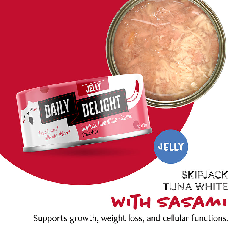 Daily Delight Cat Skipjack Tuna White with Sasami in Jelly 80g (DD54)
