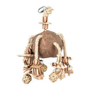 Duvo Laroy Coconut Jungle Hanger With Wooded Block & Willow Balls 35cm x 20cm x 15cm