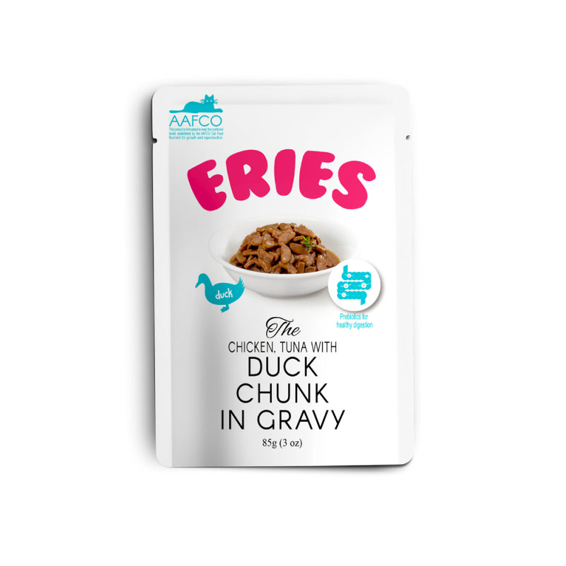 Eries Cat Pouch Chicken, Tuna with Duck Chunk in Gravy 85g