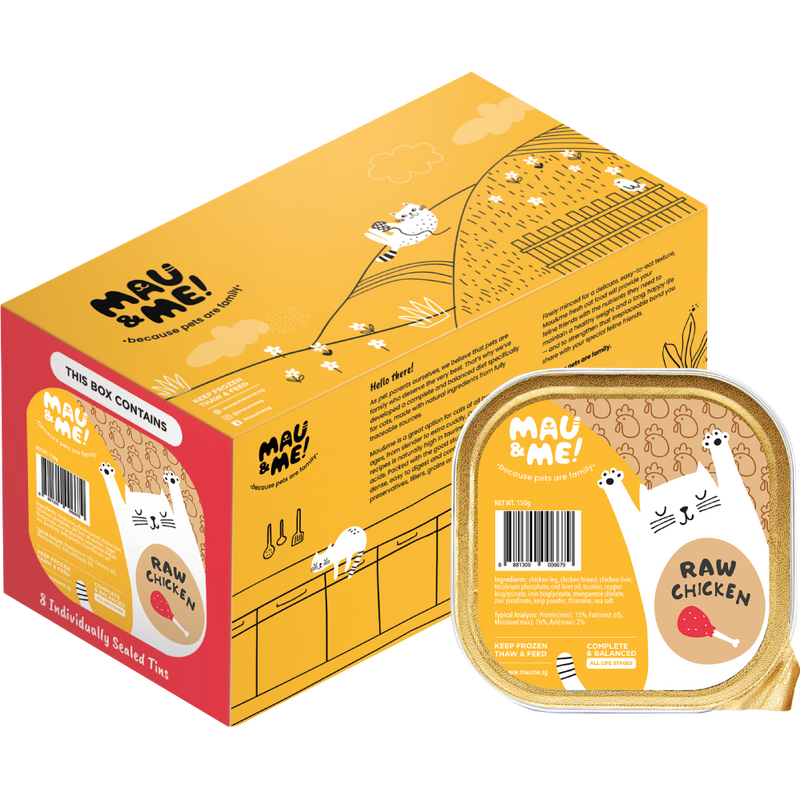 *FROZEN* Mau&Me! Cat Raw Chicken Complete & Balanced 1.2kg (150g x 8)