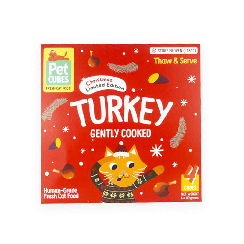 *FROZEN* PetCubes Cat Gently Cooked Turkey Christmas Edition 1.28kg (4 x 320g)