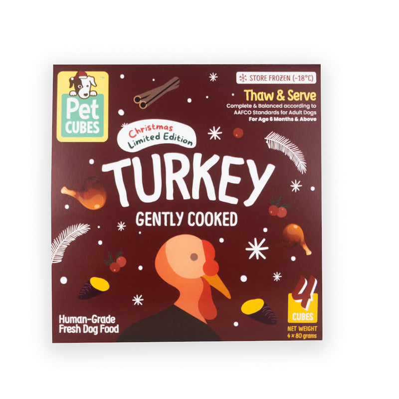*FROZEN* PetCubes Dog Gently Cooked Turkey Limited Edition 1.28kg (4 x 320g)