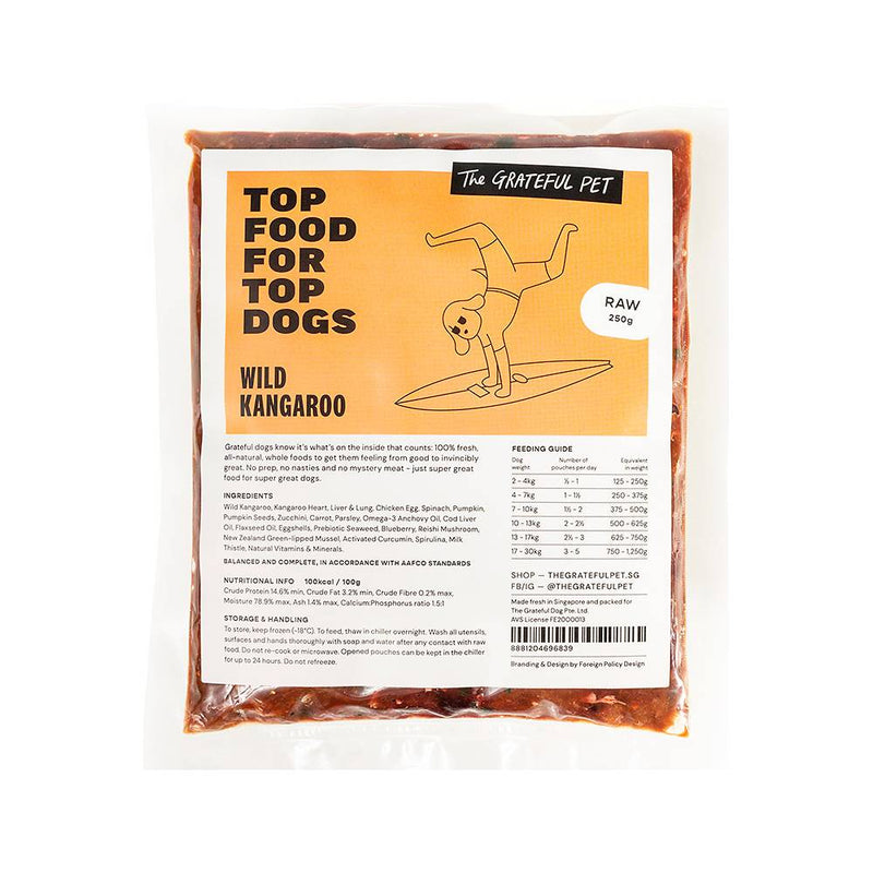 *FROZEN* The Grateful Pet Dog Raw Wild Kangaroo 2kg 250g x 8)