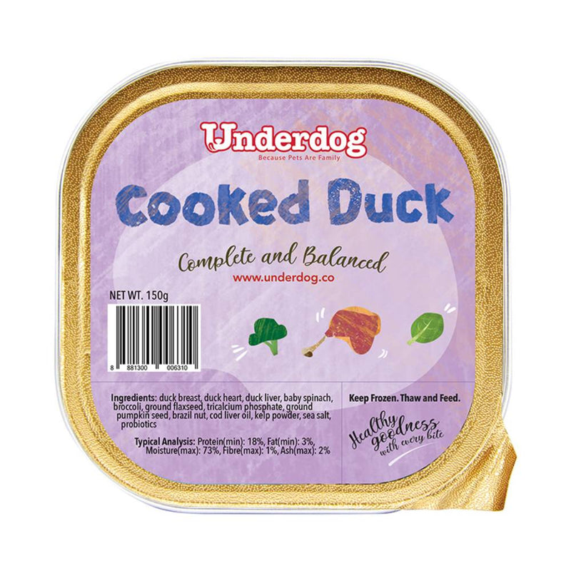 *FROZEN* Underdog Dog Cooked Duck Complete and Balanced 150g