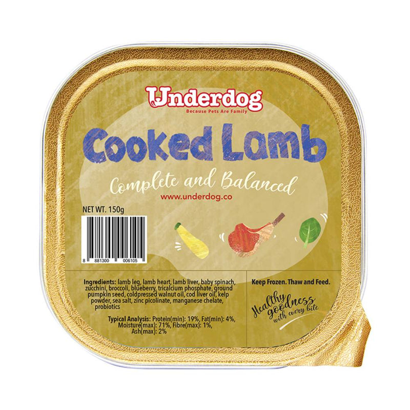 *FROZEN* Underdog Dog Cooked Lamb Complete and Balanced 150g