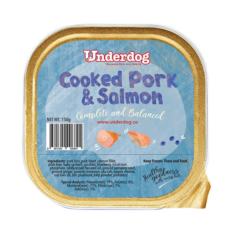 *FROZEN* Underdog Dog Cooked Pork & Salmon Complete and Balanced 150g