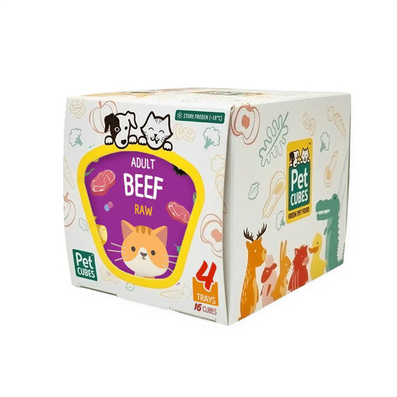 *FROZEN* PetCubes Cat Raw Beef 1.28kg (4 x 320g)