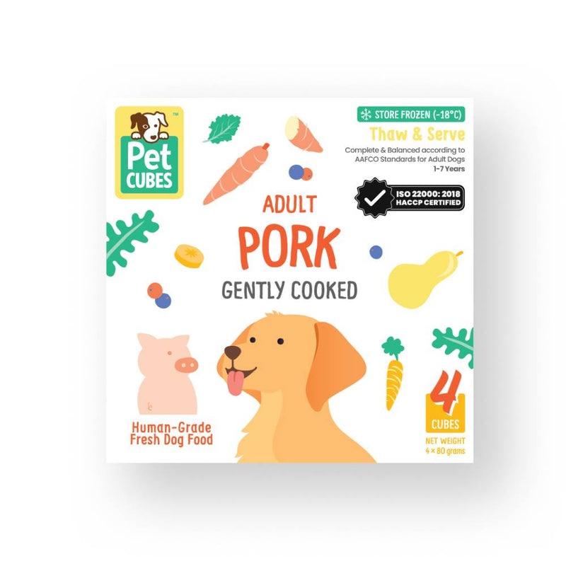 *FROZEN* PetCubes Dog Frozen Gently Cooked Pork 320g