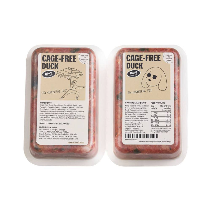 *FROZEN* The Grateful Pet Dog Raw Cage-Free Duck 2kg (125g x 16)