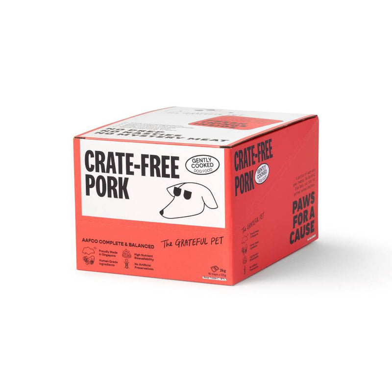 *FROZEN* The Grateful Pet Dog Gently Cooked Crate-Free Pork 2kg (125g x 16)