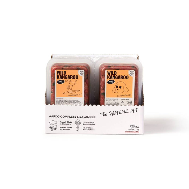 *FROZEN* The Grateful Pet Dog Raw Wild Kangaroo 2kg (125g x 16)